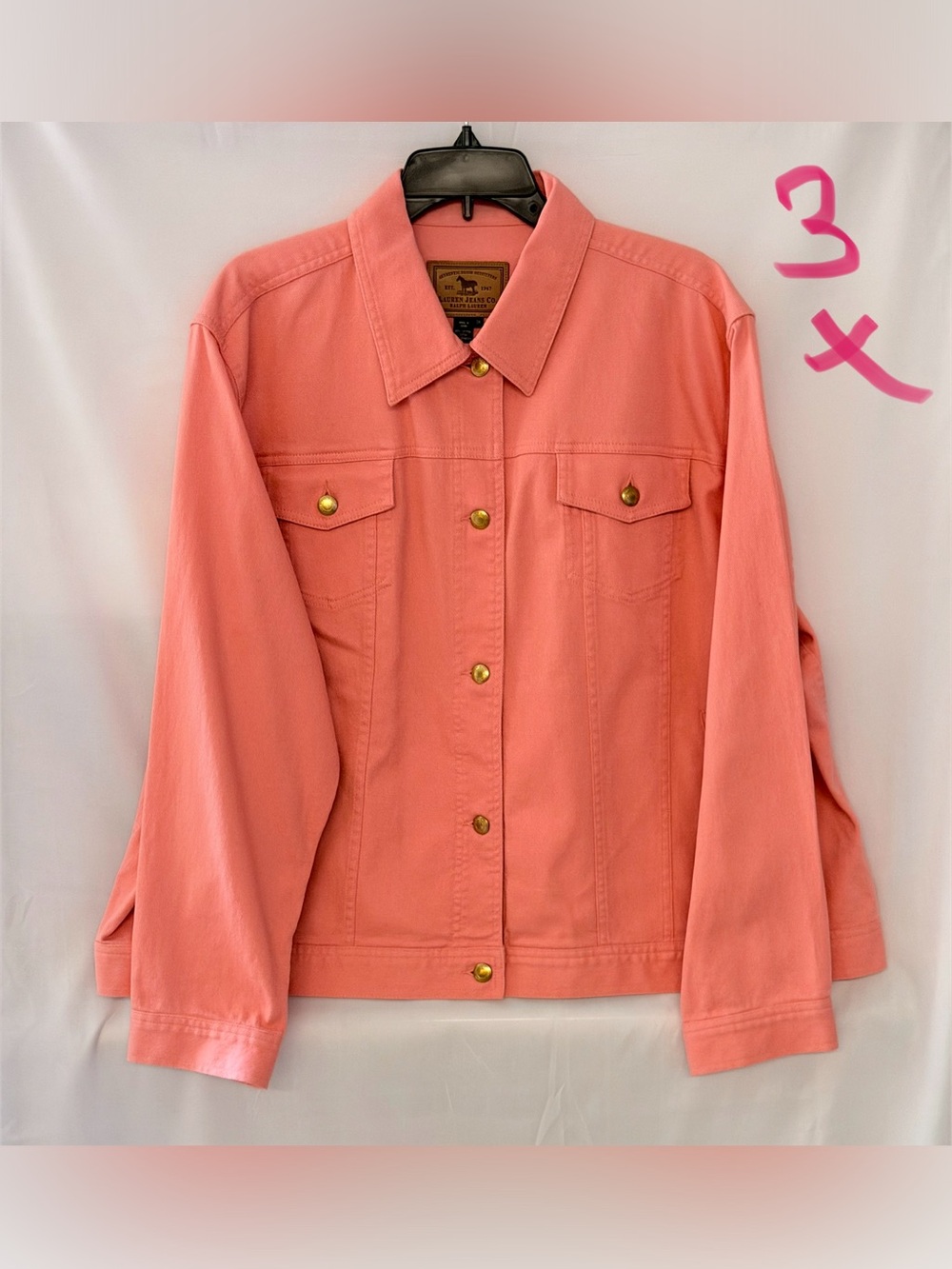 VINTAGE Ralph Lauren Coral Pink Denim Jacket